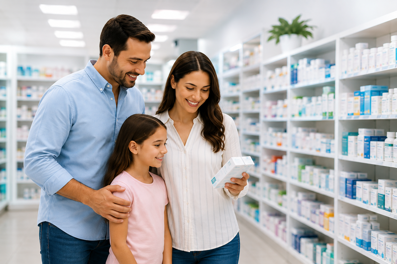 Familia en farmacia